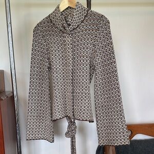 GUC Limited Brown Knit Cardigan Double YKK Full Zip Button Closure Tie Waist XS